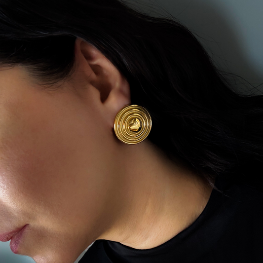 Chunky Gold Heart Stud Earrings
