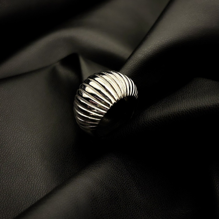 Silver Chunky Ribbed Ring