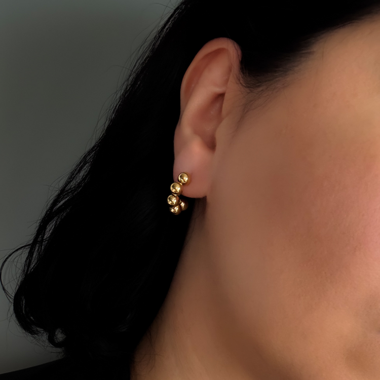 Beaded Gold C-Shape Earrings