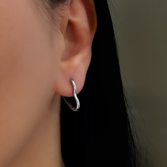 Silver Heart Hoop Earrings