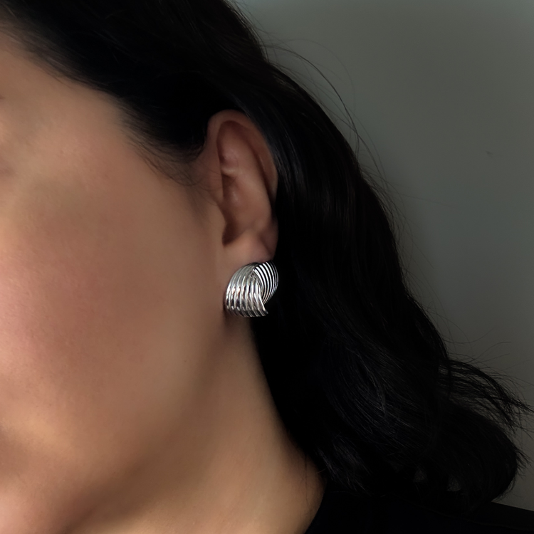 Chunky Love Knot Silver Stud Earrings