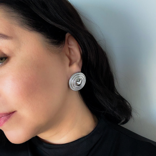 Chunky Silver Heart Stud Earrings