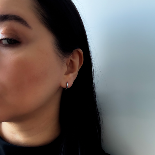 Mini Silver Wave Huggie Earrings