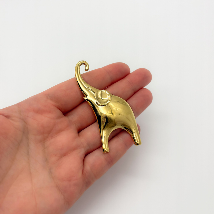 Gold Elephant Brooch Pin