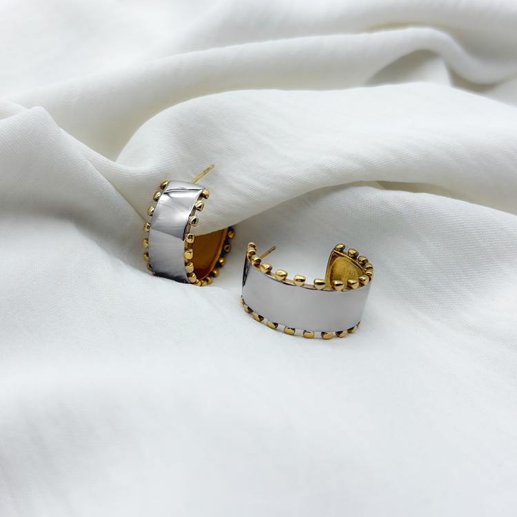 Two-Tone Sculptural Hoop Earrings