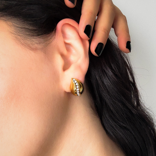 Teardrop Gold Stud Earrings