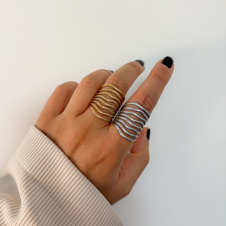 Textured Silver Wavy Ring