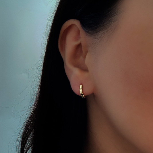 Gold Mini Wave Huggie Earrings