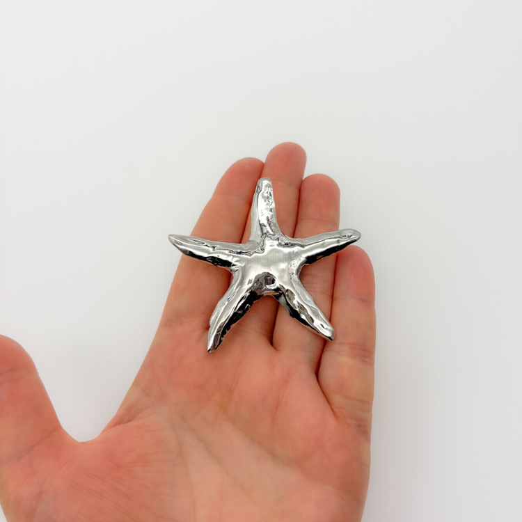 Silver Starfish Brooch Pin