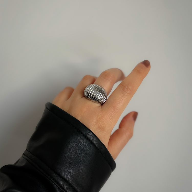 Silver Chunky Ribbed Ring