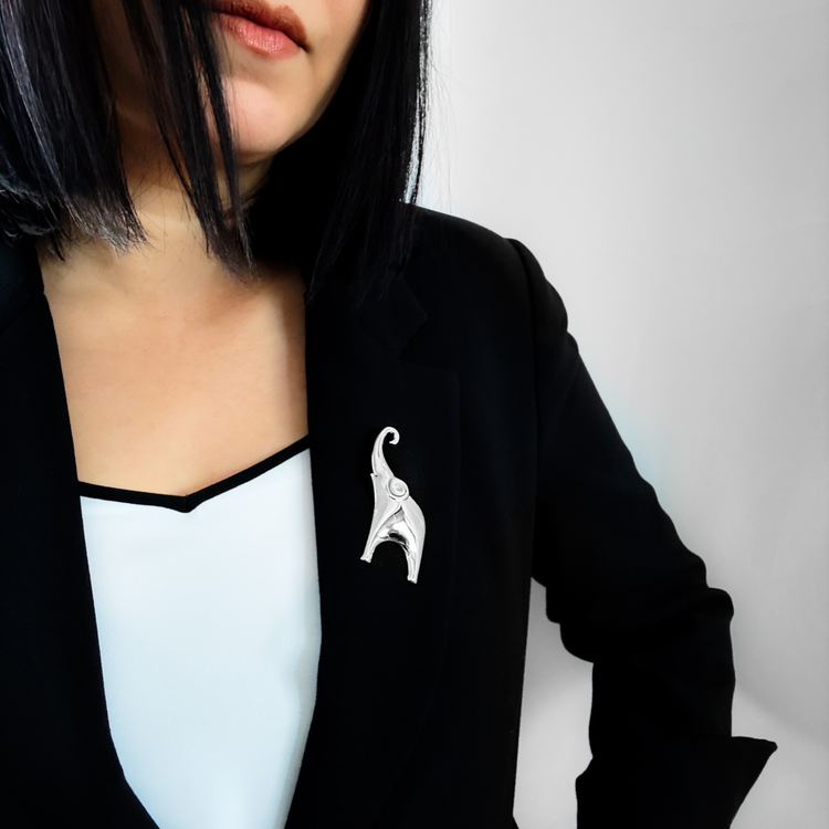 Silver Elephant Brooch Pin