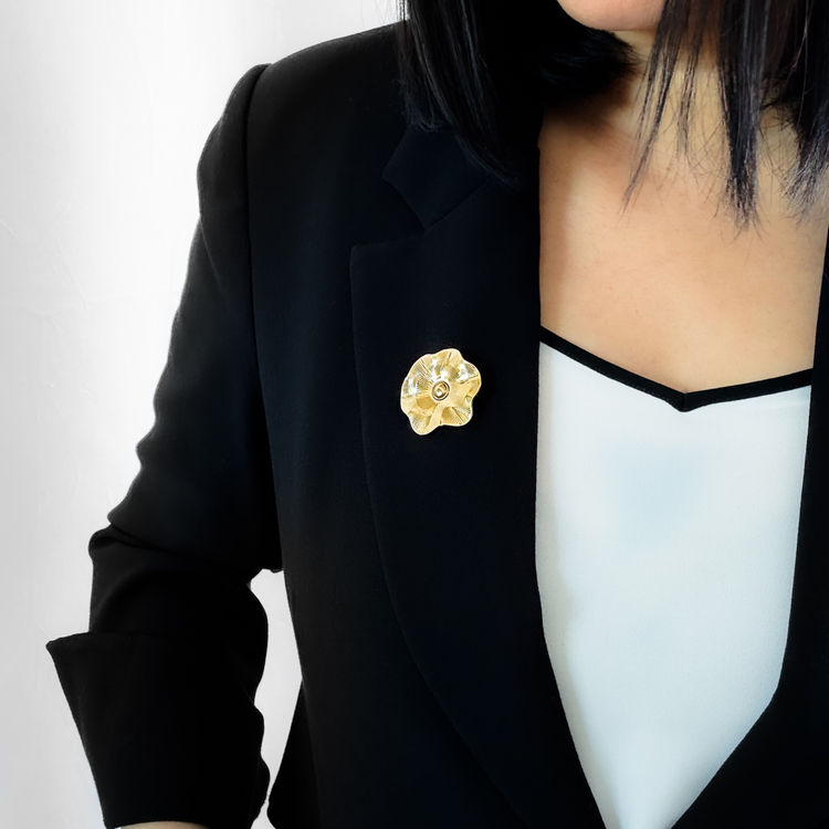 Gold Flower Brooch Pin