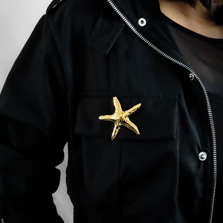 Gold Starfish Brooch Pin