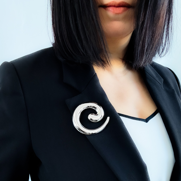 Silver Spiral Brooch Pin