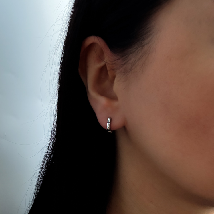 Mini Silver Wave Huggie Earrings