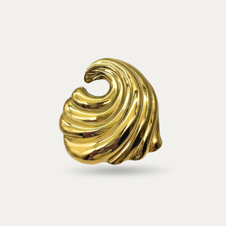Gold Wave Brooch Pin