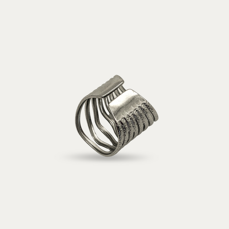 Textured Silver Wavy Ring