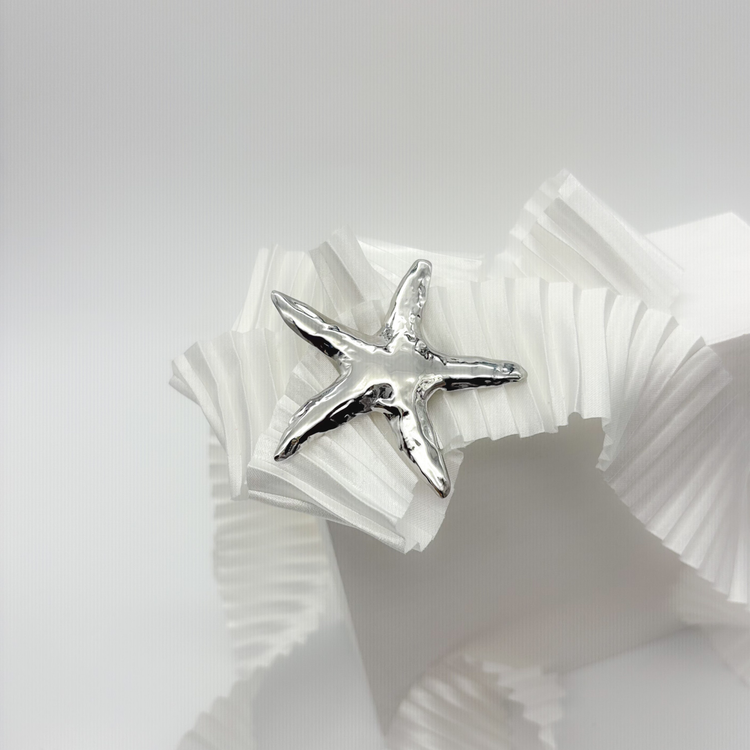 Silver Starfish Brooch Pin