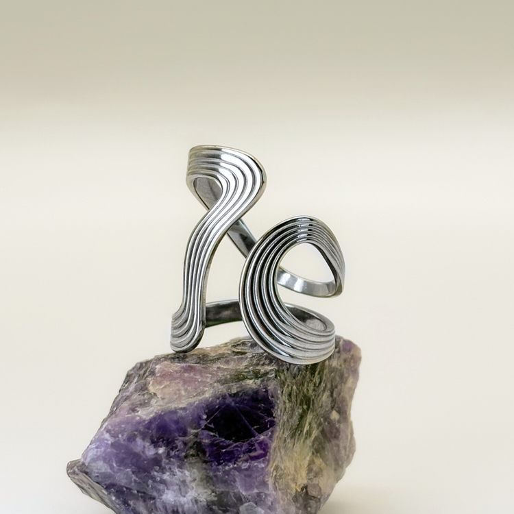 Wide Silver Wave Ring