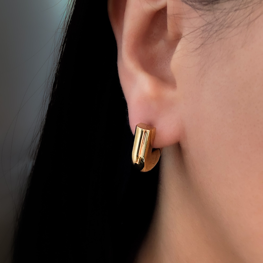 Gold U-Shape Hollow Hoop Earrings