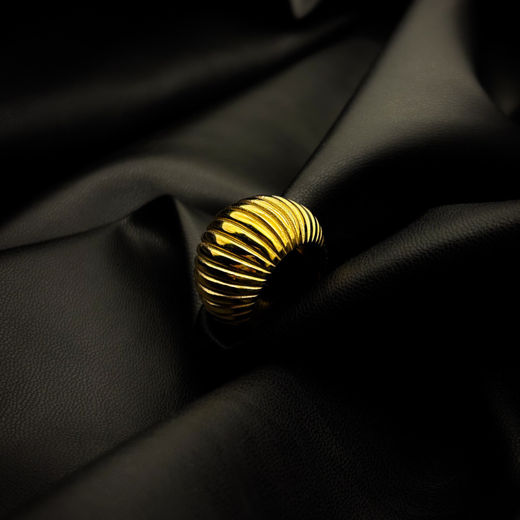 18K Gold Plated Chunky Ribbed Ring