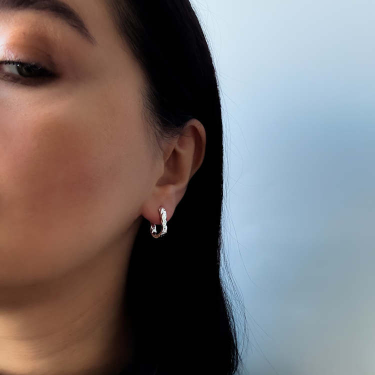 Silver Small U-Shape Huggie Earrings