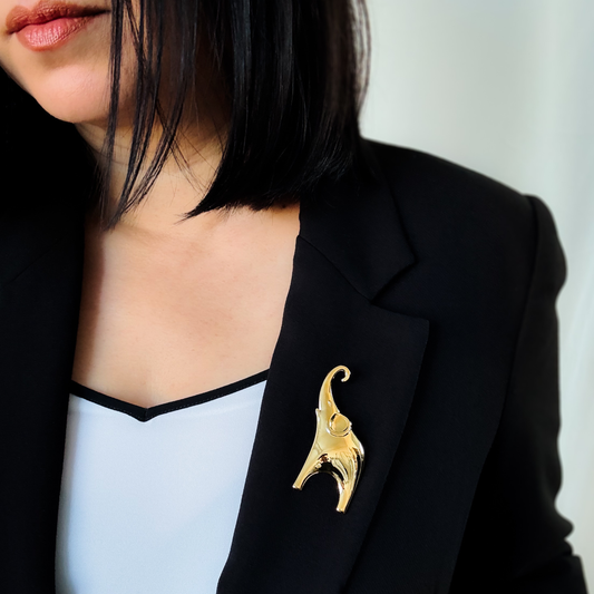 Gold Elephant Brooch Pin