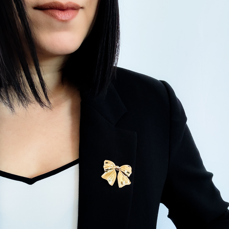 Gold Bow Brooch Pin
