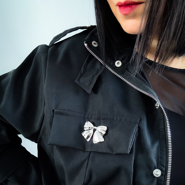 Silver Bow Brooch Pin