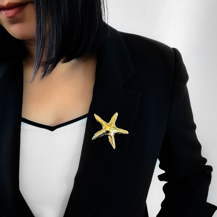 Gold Starfish Brooch Pin