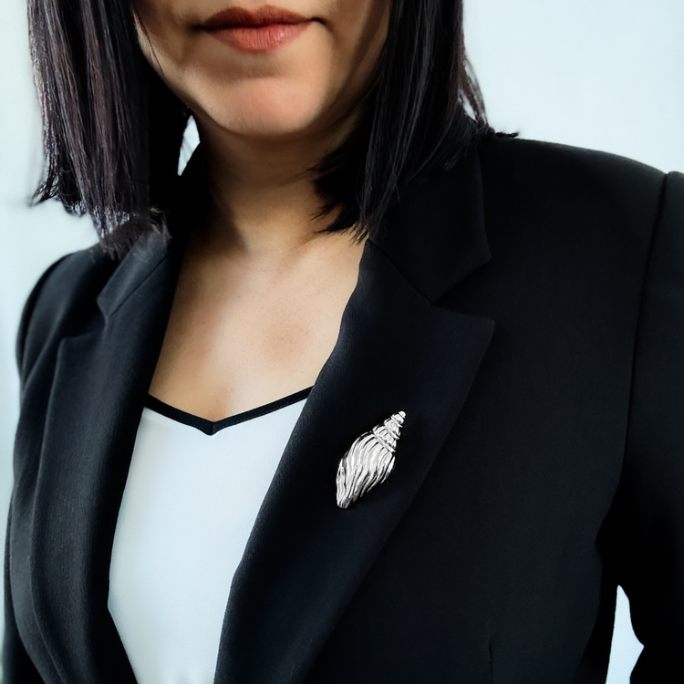 Silver Shell Brooch Pin