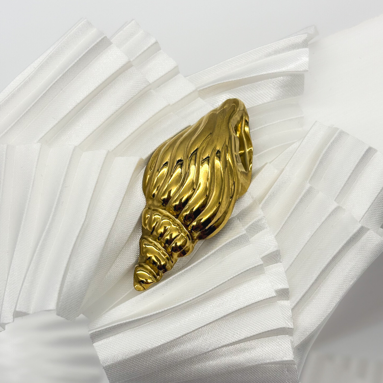 Gold Shell Brooch Pin