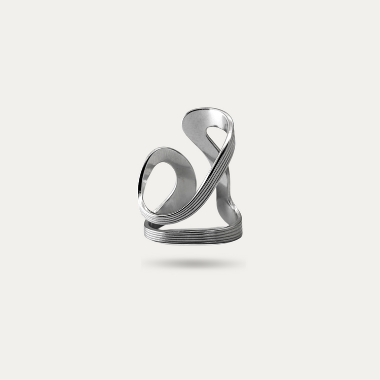 Wide Silver Wave Ring