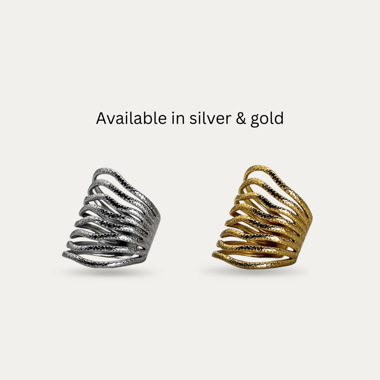 Textured Silver Wavy Ring