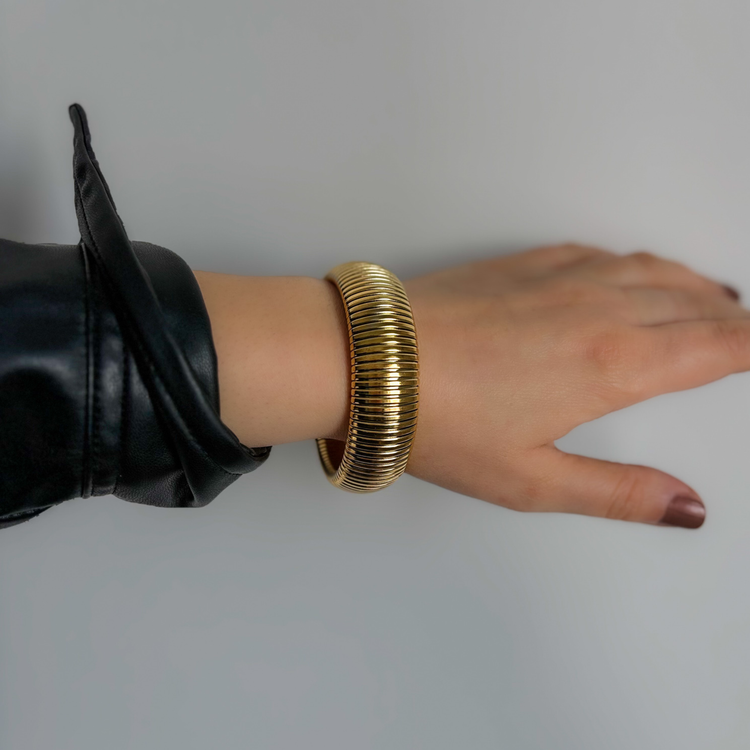 18K Gold Plated Ribbed Bracelet