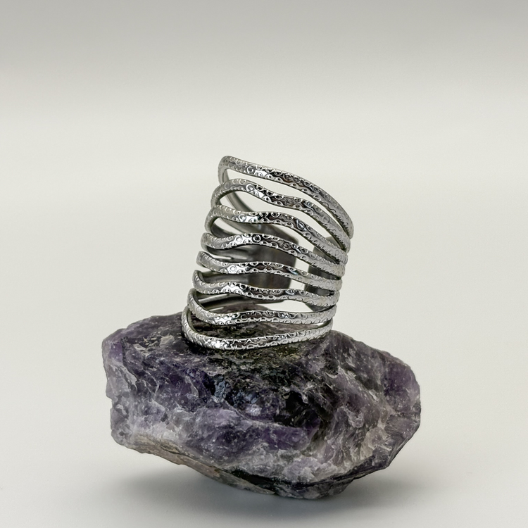 Textured Silver Wavy Ring