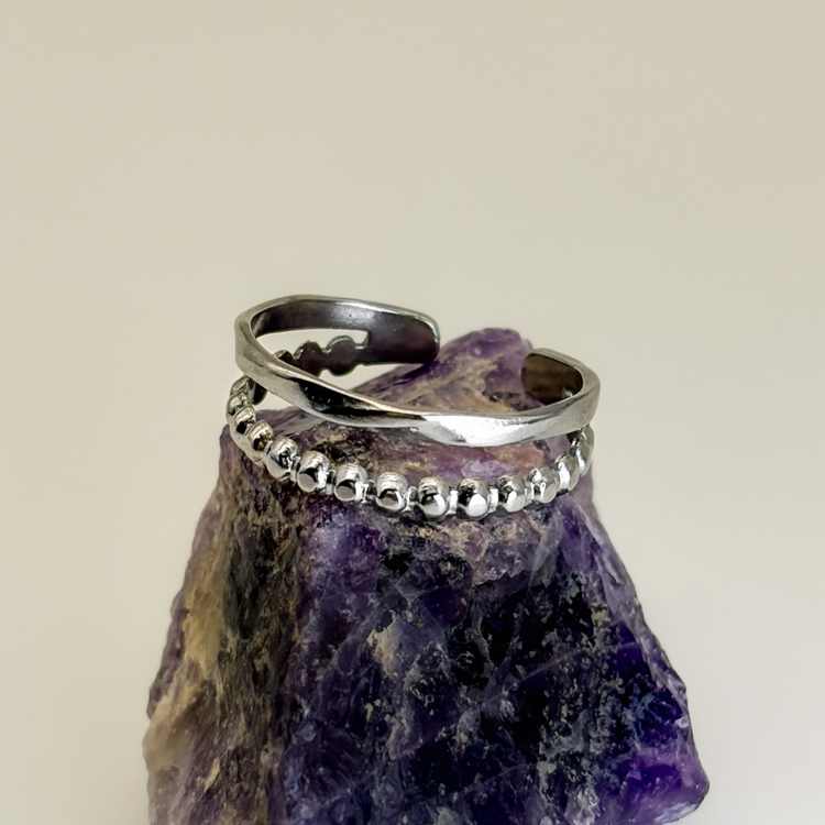 Two Band Silver Stacking Ring
