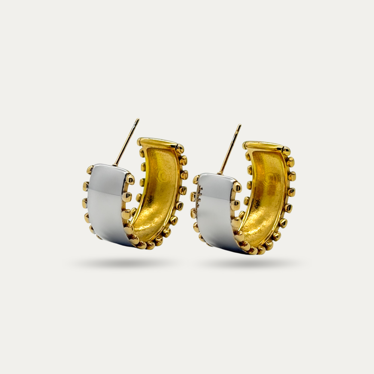 Two-Tone Sculptural Hoop Earrings