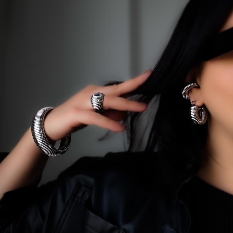 Silver Chunky Ribbed Ring