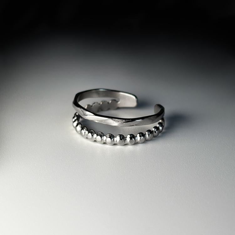 Two Band Silver Stacking Ring