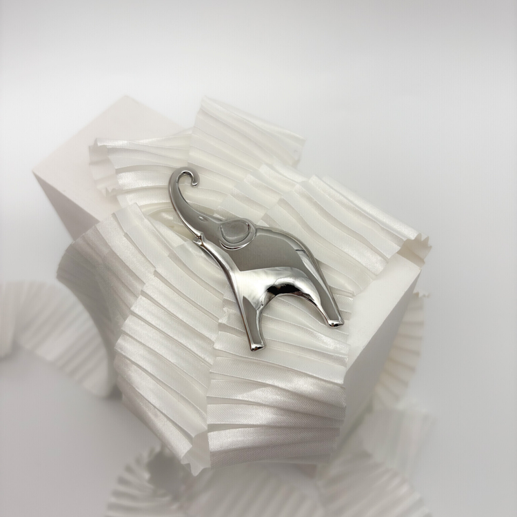 Silver Elephant Brooch Pin