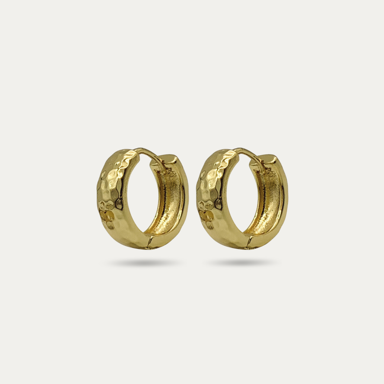 Hammered Gold Huggie Earrings