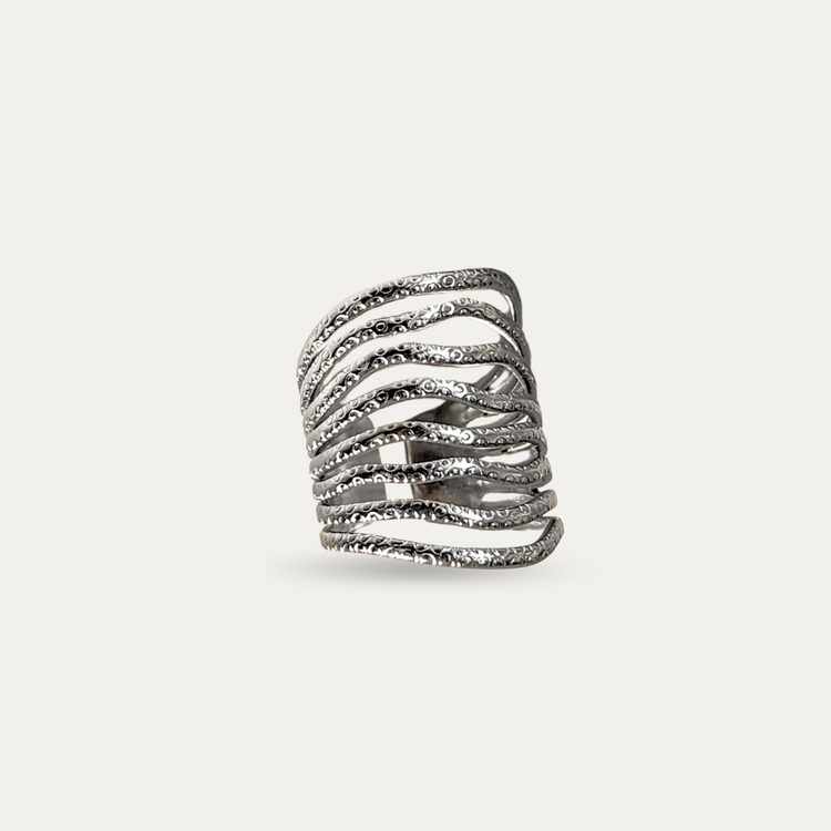 Textured Silver Wavy Ring