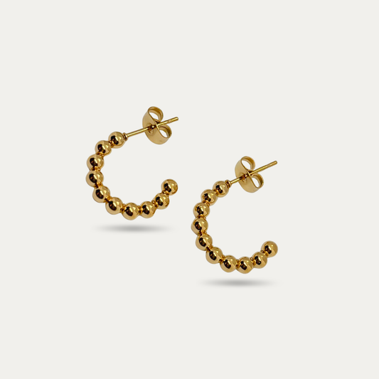 Small Beaded Gold C-Shape Earrings