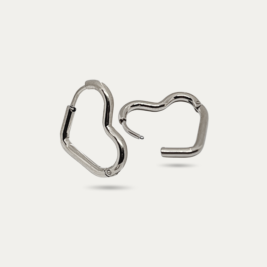 Silver Heart Hoop Earrings