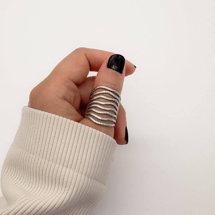 Textured Silver Wavy Ring