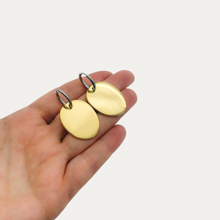 Dual-Tone Drop Hoop Earrings