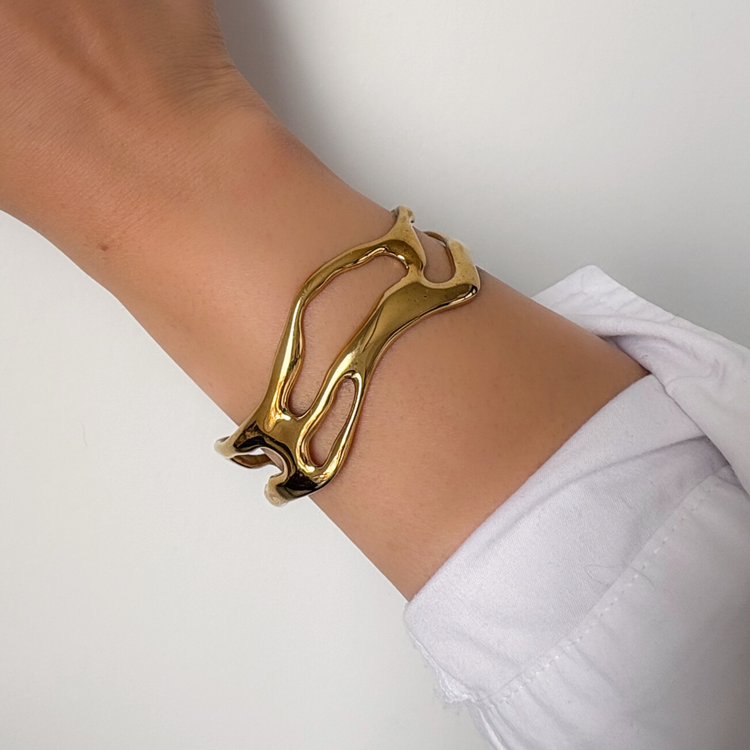 Gold Wave Cuff Bracelet