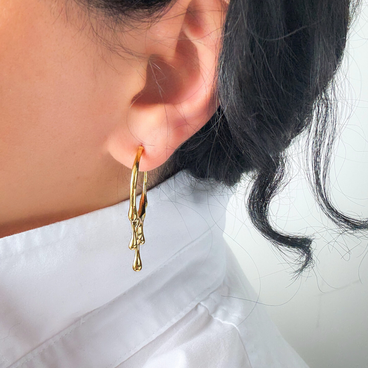 Gold Drip C-Shape Earrings