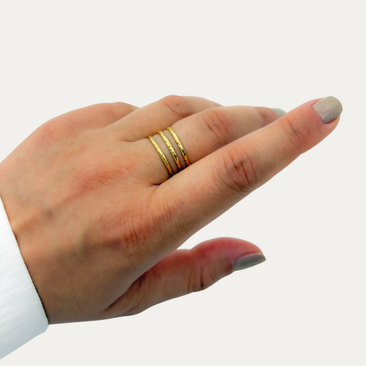Multi-strand Hammered gold ring